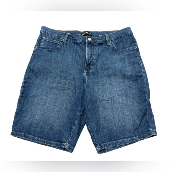 Riders By Lee Womens Midrise Bermuda Denim Shorts  Size 16 Jeans Blue Stretch - Picture 1 of 9